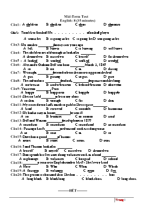 Mid -Term Test English 8 (35 minutes)